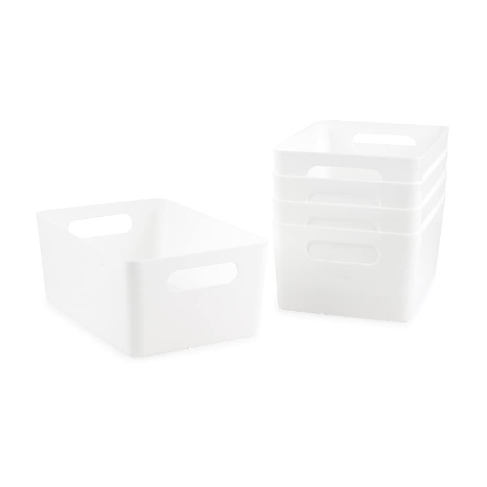 Amazon.com - Isaac Jacobs 5-Pack Medium White Storage Bin (9.5” x